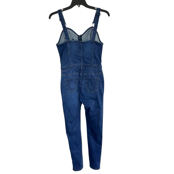 True Religion Women's X Manchester United Skinny Stretch Denim Overall Jumpsuit - Picture 2 of 15